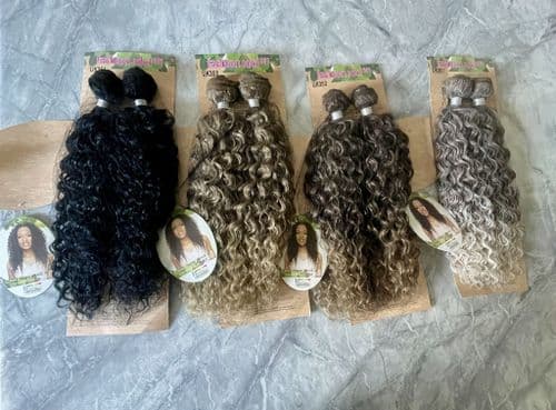 Sleek Brazilian Curly Synthetic Weave Hair Extensions - Pack of 2 bundles