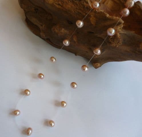 'Floating' Pearl Necklace in Lavender