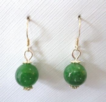 10mm Jade ball earrings on Sterling silver hooks