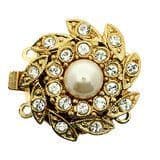 2-row box clasp with Swarovski crystals and pearl (gold) OUT OF STOCK