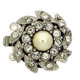 2-row box clasp with Swarovski crystals and pearl (silver)