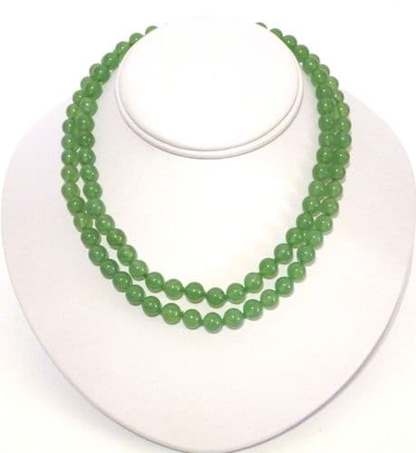 2 strand pale green aventurine jade necklace