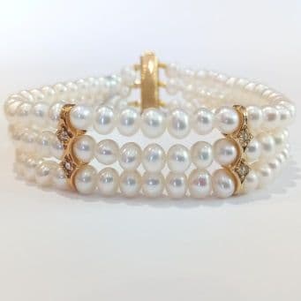 3 Row Bracelet of Grade A pearls