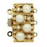 3-row clasp with Swarovski crystals & pearls No. 16 (gold)