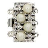 3-row clasp with Swarovski crystals & pearls No. 16 (silver)