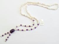 32-inch Baroque Pearls with Amethyst Pendant