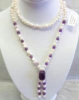 32-inch Baroque Pearls with Amethyst Pendant