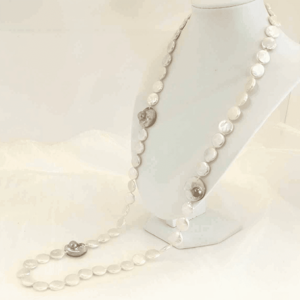 36"Disc pearls with featured Mabe pearls