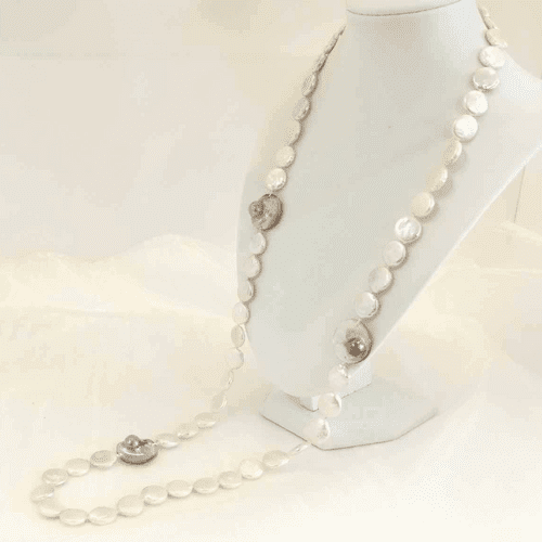 36"Disc pearls with featured Mabe pearls