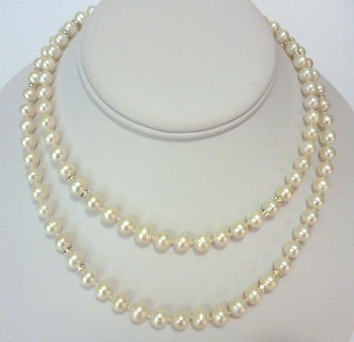 36 inch A+ Grade White Pearl Necklace