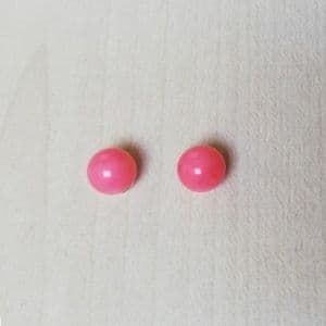 7-8mm peach-pink coral studs on 925 Sterling silver posts
