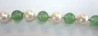 8mm Pearl and Pale Green Jade necklace