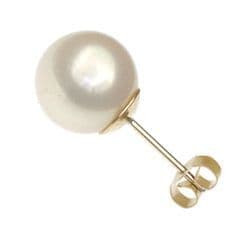 A pair of 9-10mm AAA grade white pearls on 9ct gold