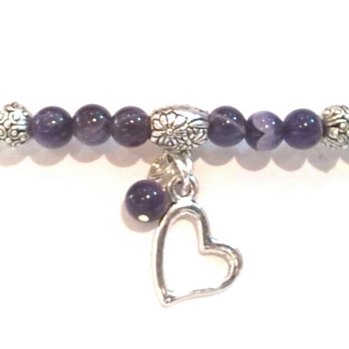 Amethyst Bracelet with Heart Pendant