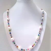 Baroque pearls on a multi-coloured crystal necklace.