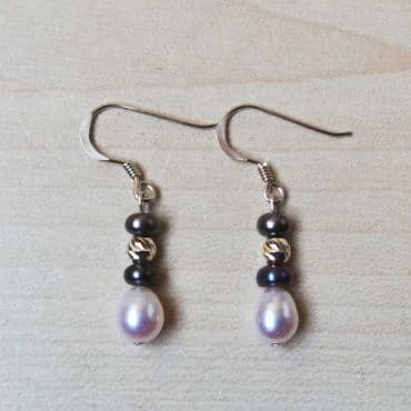 Black and White Pearls on 925 Sterling silver