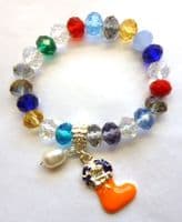 Child's Austrian Crystal Bracelet with pearl and Christmas pendant.