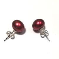 Dark Red Pearl Studs