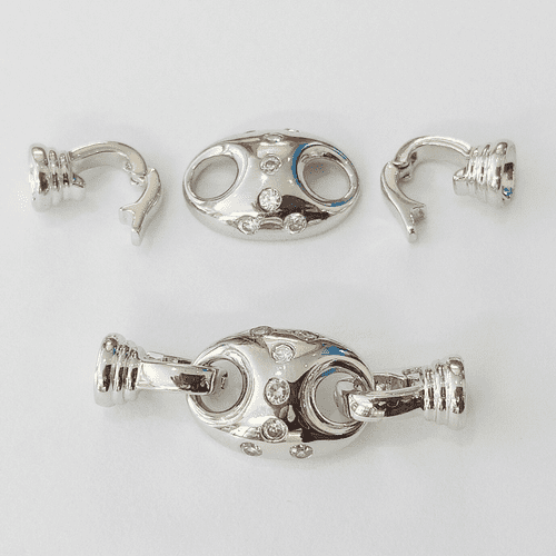 Double ended clasp with CZ crystals