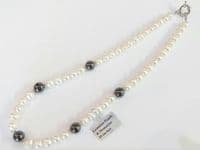 Freshwater pearls with hematite beads