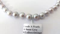 Grade A grey pearl necklace