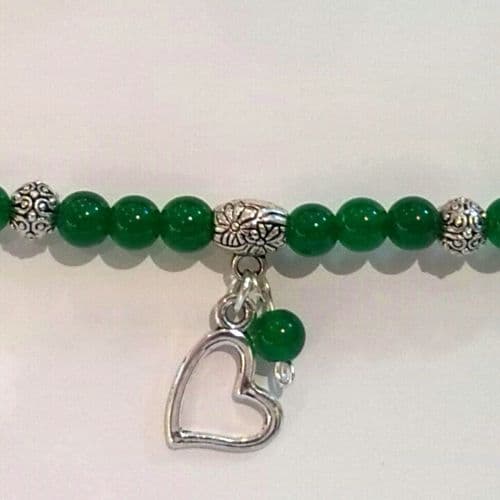 Green Jade Bracelet with Pendant Heart.