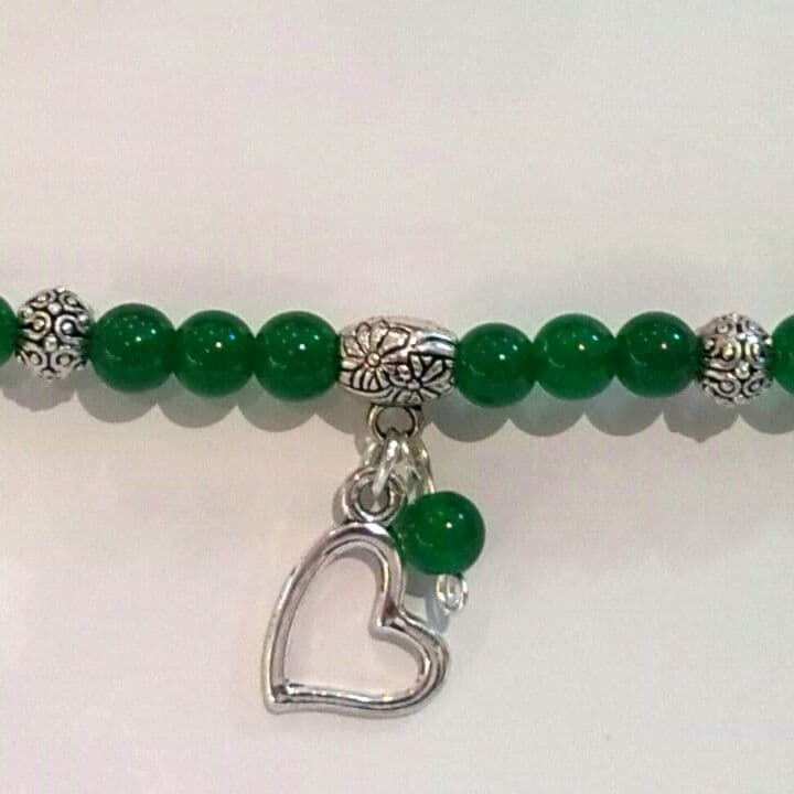 Green Jade Bracelet with Pendant Heart.