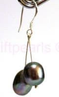 Grey-Black pearl double drop on silver hooks.