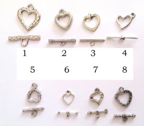 Heart Shaped Toggle & Loop Clasps