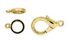 Large gold-plated 'lobster claw' clasp & ring