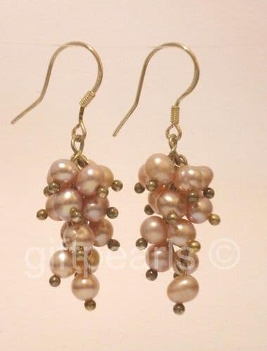 Lavender pearl 'Grapes' ear-rings.