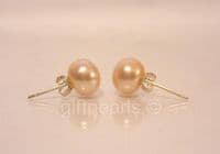 Peach pearl studs on solid 925 Sterling silver posts