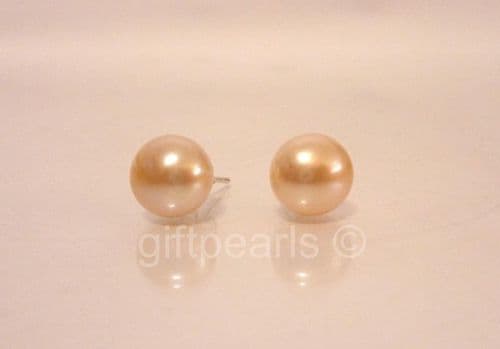 Peach pearl studs on solid 925 Sterling silver posts