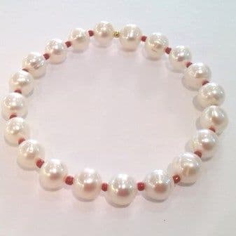 Pearl and Red Coral Bracelet