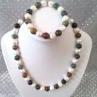 pearl, jade and jasper bracelet