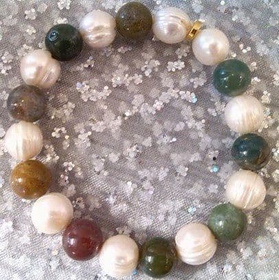 pearl, jade and jasper bracelet