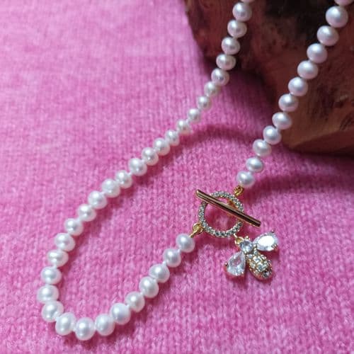 Petite Pearls and Bee Pendant