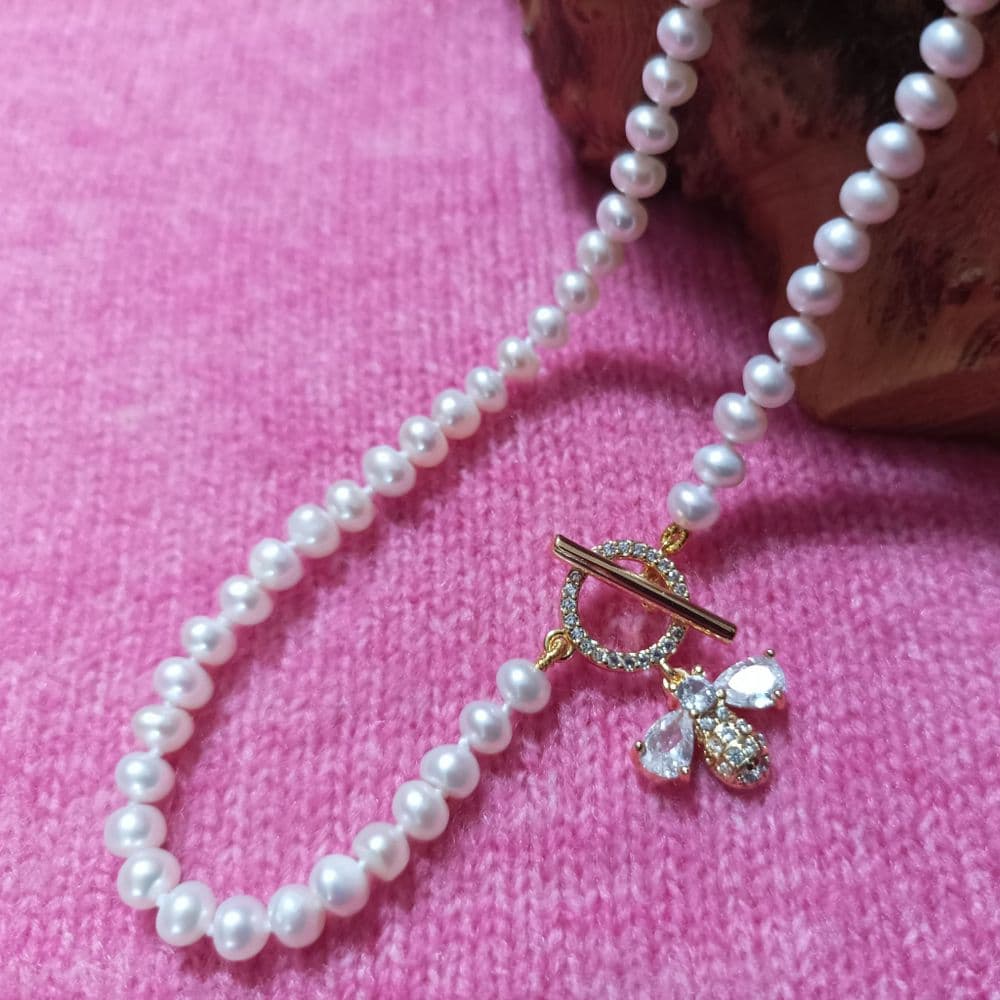 Petite Pearls and Bee Pendant