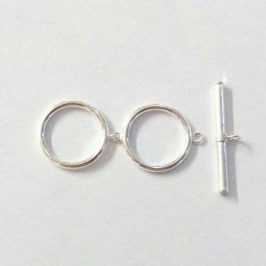 Sterling silver double loop toggle clasp 15mm each loop