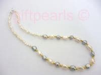 White and grey baroque pearl necklace