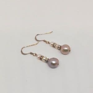 white and grey pearls on sterling silver hook