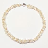 White Baroque Pearls with Champagne Crystals