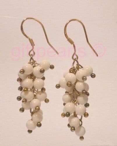 White coral cluster earrings