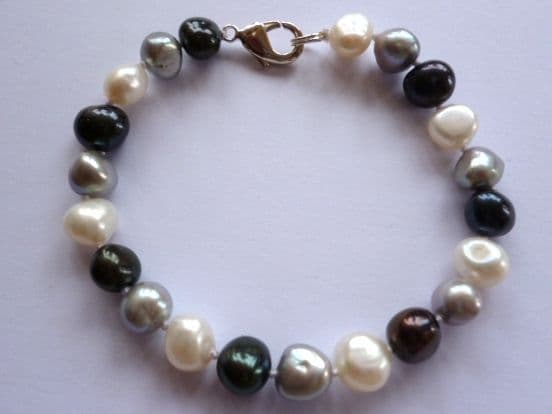White, Grey, Black Baroque pearl bracelet