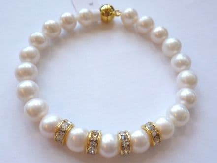 White Pearl Bracelet - with sparkle.