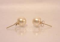 White pearl studs on solid 925 Sterling silver posts