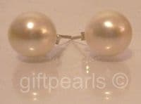 White pearl studs on solid 925 Sterling silver posts