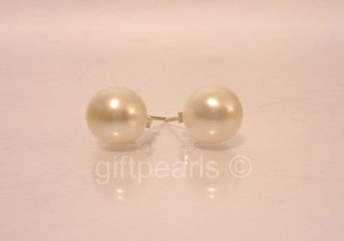White pearl studs on solid 925 Sterling silver posts