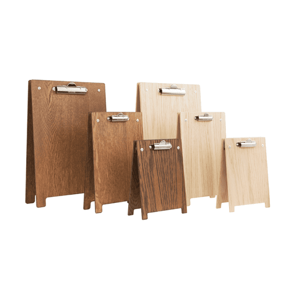 FreeStanding Wooden AFrame Clipboard Poster Holder A5 Portrait Dark Oak