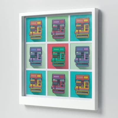 SALE 50% OFF: Polaroid Desk Frame, White,  Large Montage (9) 4x4